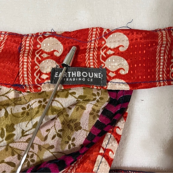 Earthbound Trading Co. Silk Wrap Skirt Reversible Double Layer Boho Multi-color - Picture 9 of 12